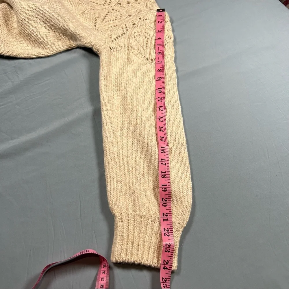 J. Crew Pointelle sweater Cream Crew Neck Sweater with Intricate Knit Pattern
